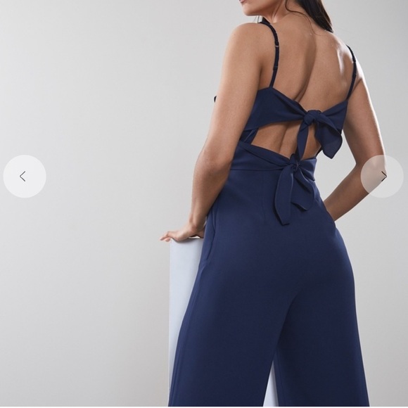 REISS navy blue Frankie bow back jumpsuit US 10 - Picture 3 of 7